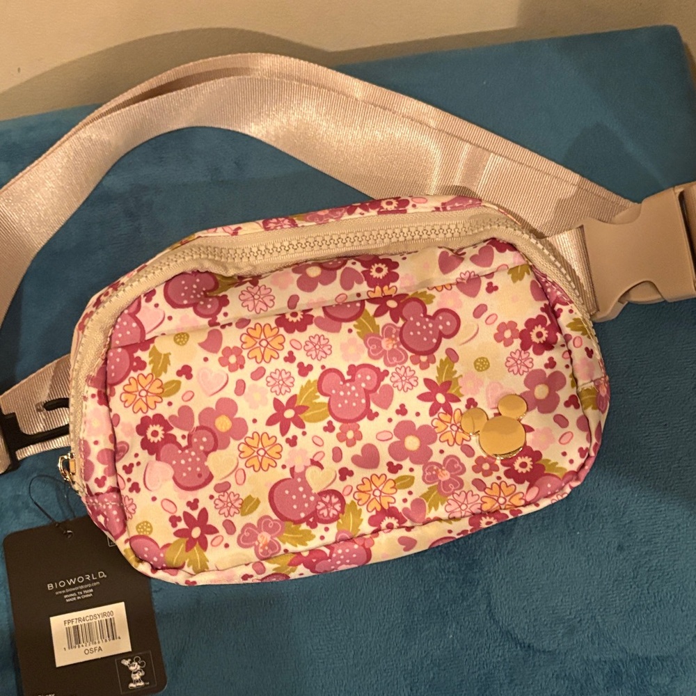 Bioworld Pink and Cream Mickey Mouse Floral Bag